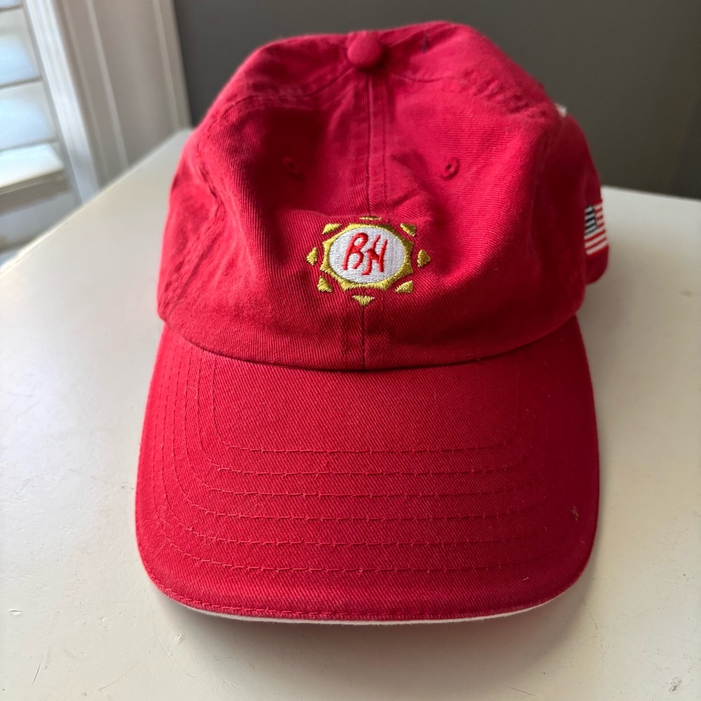 Ben Hogan Red Baseball Cap with Embroidered Logo and American Flag